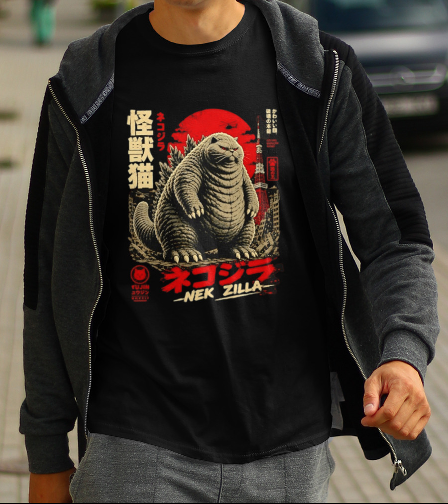Nekozilla Kaiju Cat Monster Neko Zilla Vintage Japanese T-Shirt