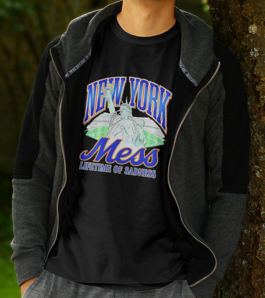 New York Mess Lifetime Of Sadness Baseball Statue Of Liberty T-Shirt
