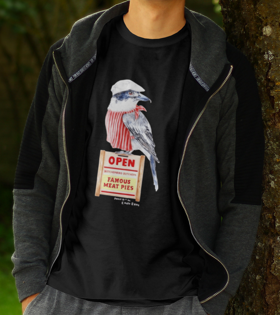 Basil The Butcher Bird Open Butcherbird Butchers Famous Meat Pies Display T-Shirt