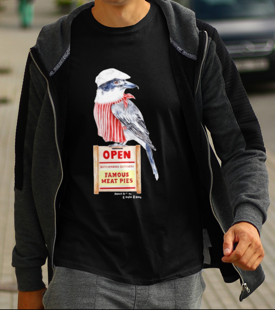 Basil The Butcher Bird Open Butcherbird Butchers Famous Meat Pies Display T-Shirt