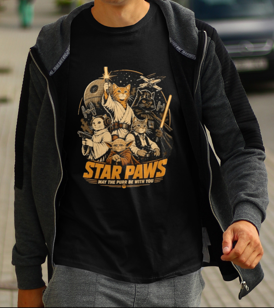 Star Paws May The Purr Be With You Cat Jedi Warriors Star Wars T-Shirt