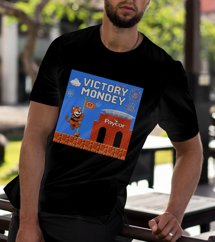 Cincinnati Bengals Victory Mondey Pixel Art Tiger Paycor Stadium Celebration T-Shirt