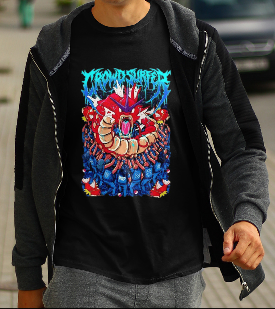 Crowd Surfer Gyarados Magikarp Pokémon Fan Art Concert Scene T-Shirt