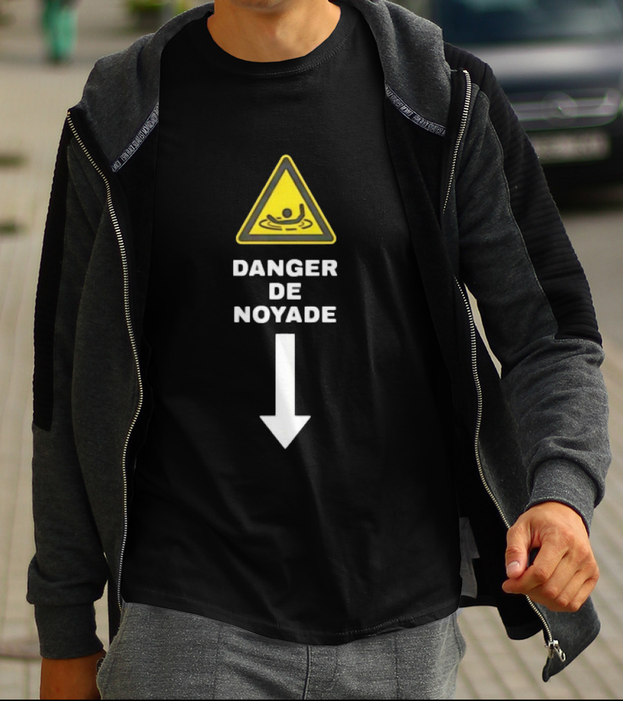 Danger De Noyade Drowning Hazard Triangle Warning T-Shirt
