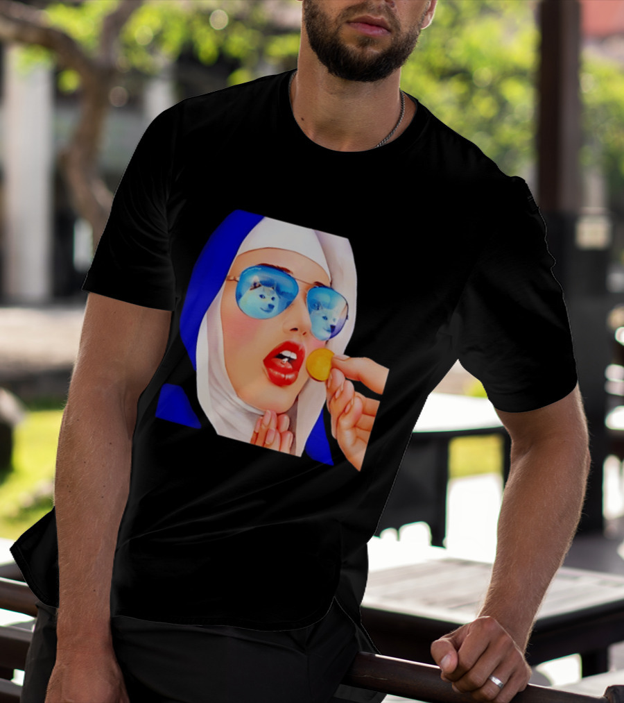 Doge Nun Sunglasses Reflection Communion Meme T-Shirt