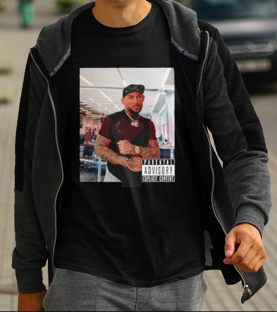 Dustin Poirier Parental Advisory Explicit Content Indoors Tattooed Man With Chain And T-Shirt
