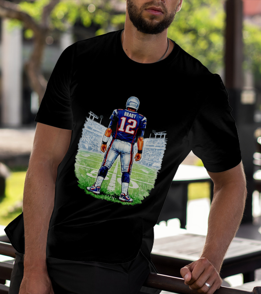Brady 12 New England Patriots Football Stadium Back View T-Shirt