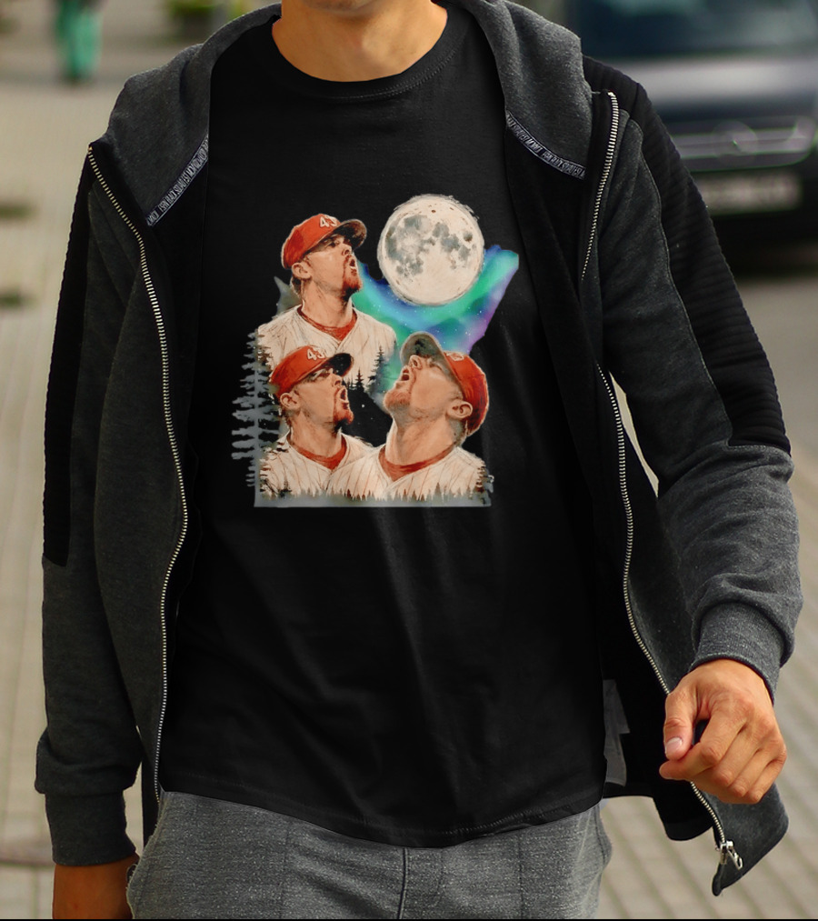Baseball Player 43 Moon Howling Forest T-Shirt