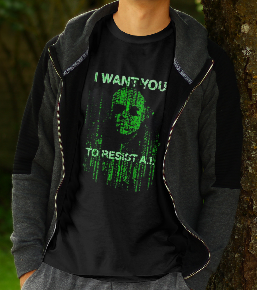I Want You To Resist AI Matrix Skull T-Shirt
