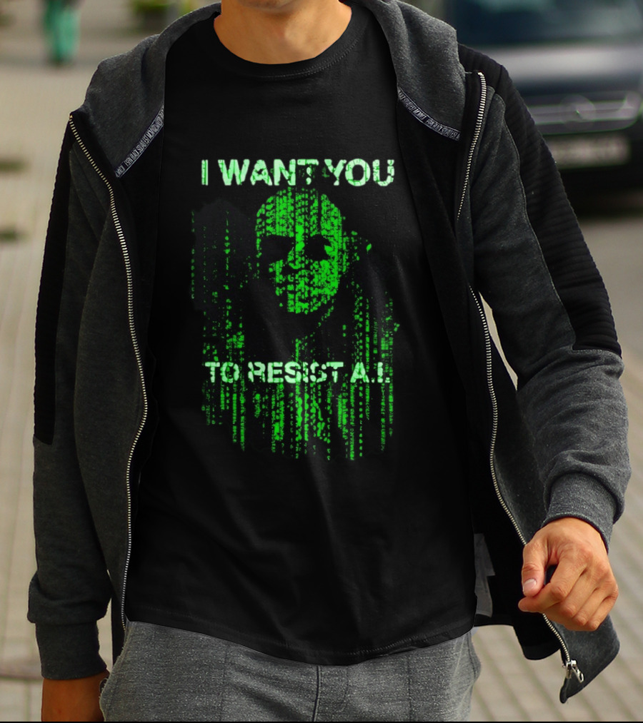 I Want You To Resist AI Matrix Skull T-Shirt