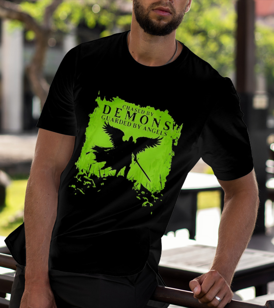 Chased By Demons Guarded By Angels Warrior Wings Sword T-Shirt