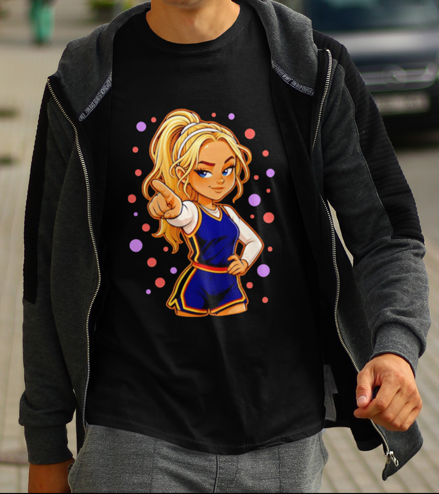 Chibi Sophie Cunningham Pointing In Basketball Uniform With Ponytail T-Shirt