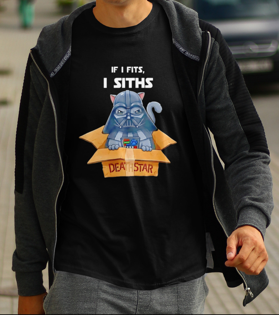 If I Fits I Siths Darth Vader Cat In Death Star Box T-Shirt