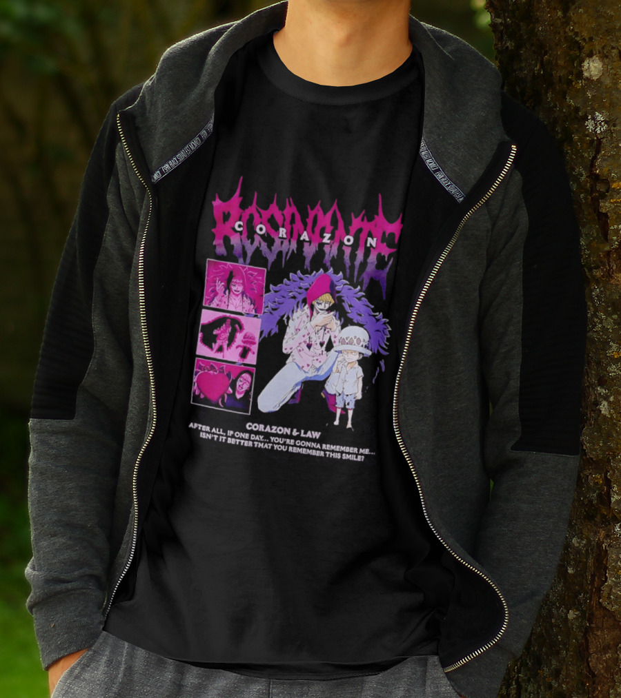 Corazon And Law One Piece After All If One Day You're Gonna Remember Me Smile Manga T-Shirt