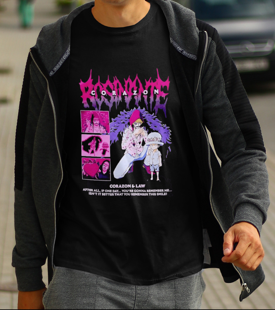 Corazon And Law One Piece After All If One Day You're Gonna Remember Me Smile Manga T-Shirt