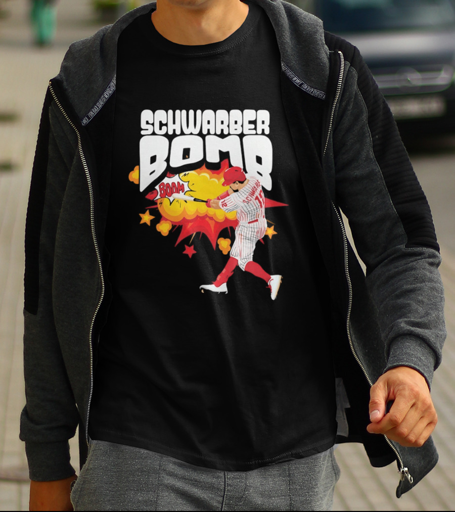Schwarber Bomb Boom Baseball Philadelphia Phillies Player Action T-Shirt