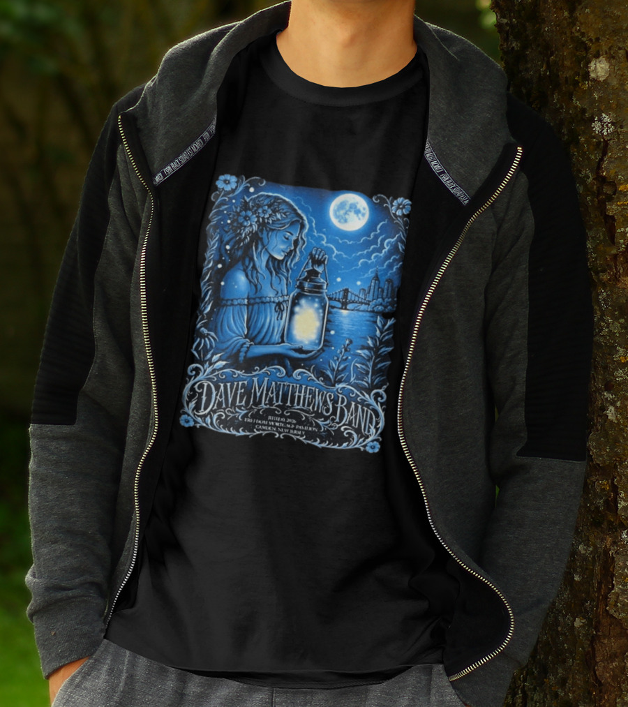 Dave Matthews Band July 10 2026 Freedom Mortgage Pavilion Camden New Jersey Moonlit Lantern And City Skyline T-Shirt