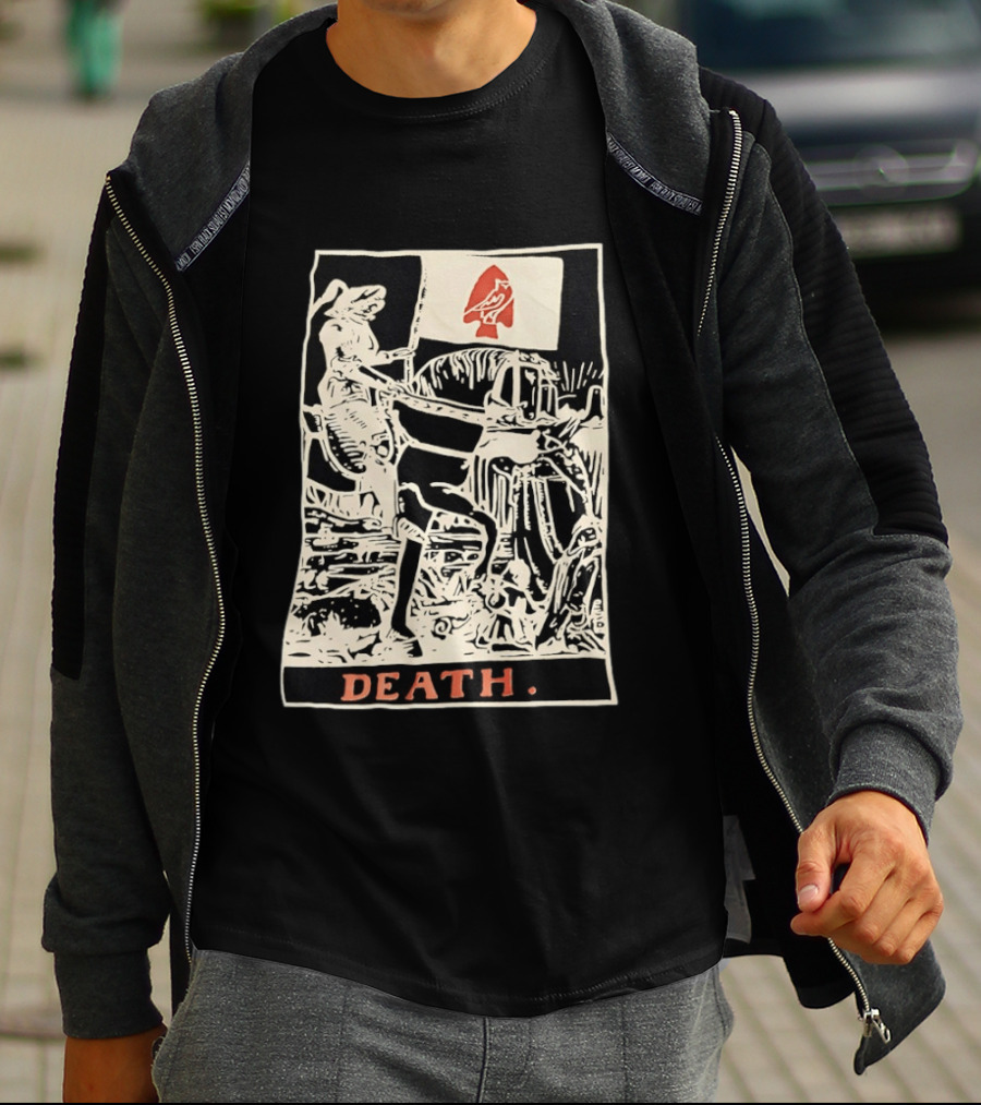 Death Tarot Card Knight Arrowhead Symbol Flag T-Shirt