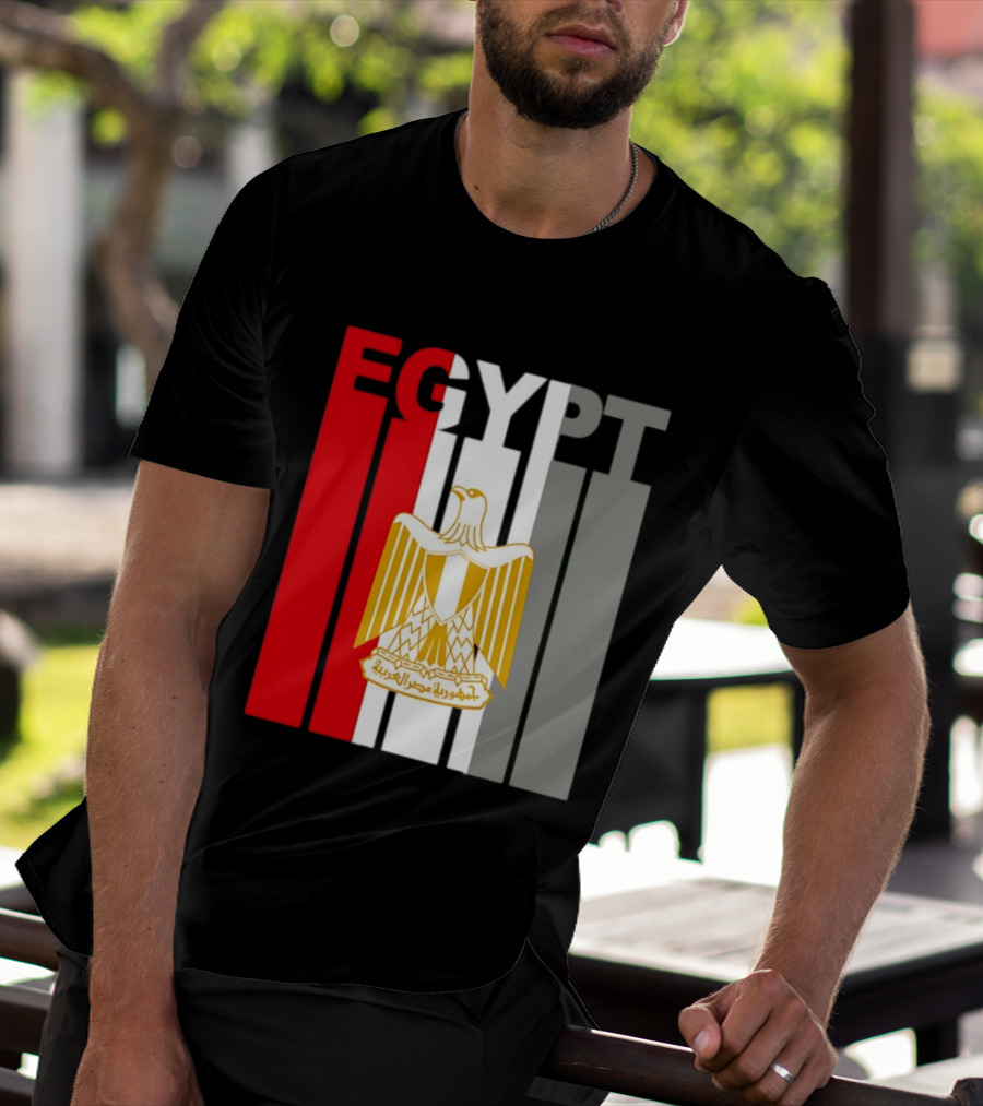 Egypt Flag Colors With Eagle Coat Of Arms T-Shirt