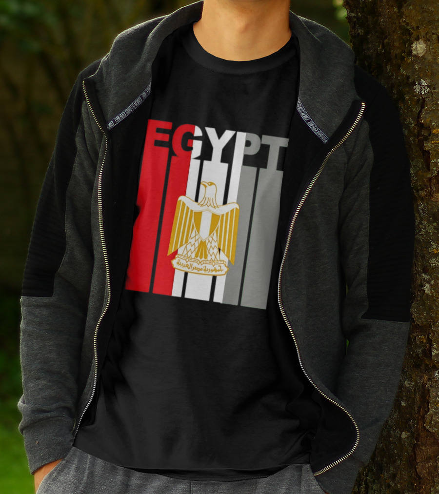 Egypt Flag Colors With Eagle Coat Of Arms T-Shirt