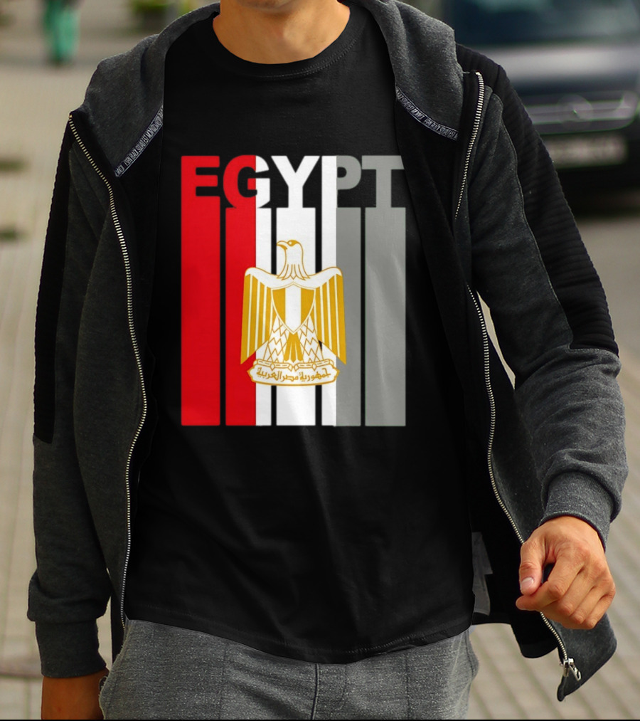Egypt Flag Colors With Eagle Coat Of Arms T-Shirt