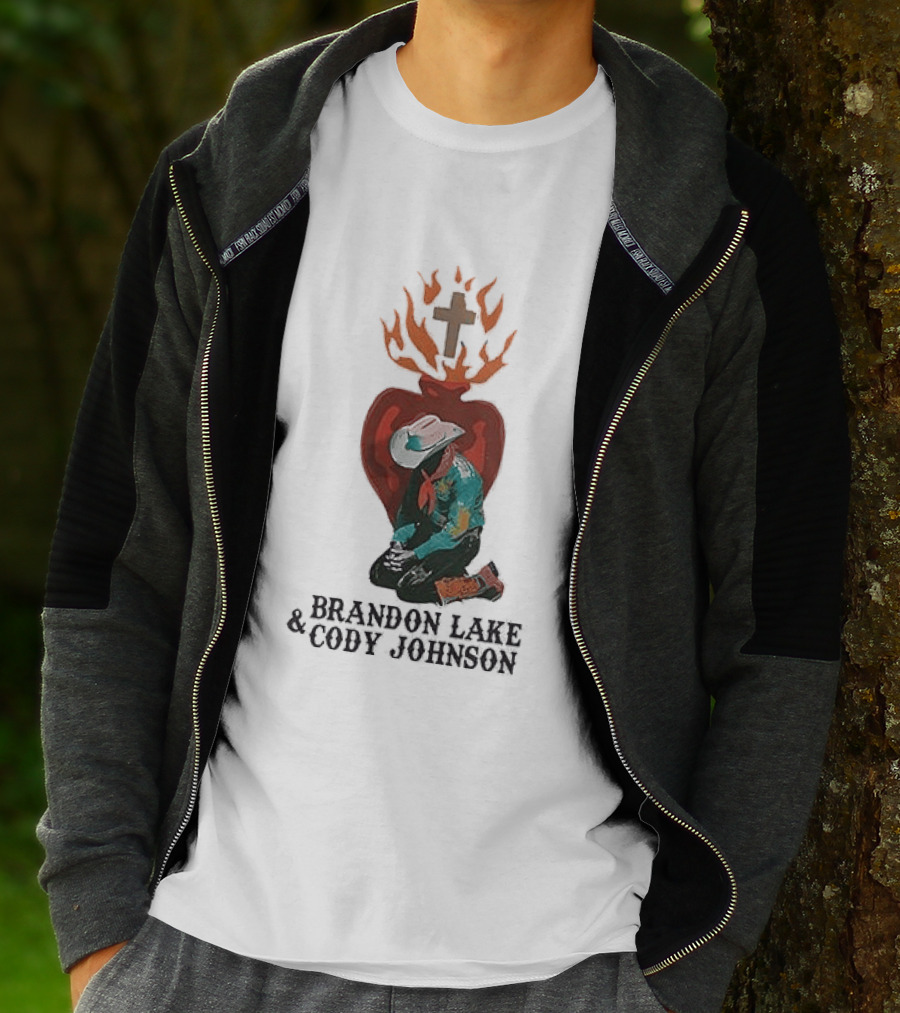 Brandon Lake Cody Johnson When A Cowboy Prays 2026 Cross Heart Flame T-Shirt