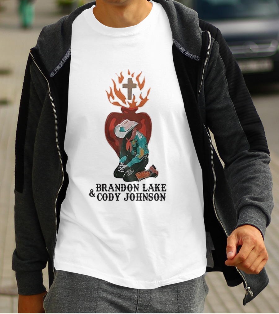 Brandon Lake Cody Johnson When A Cowboy Prays 2026 Cross Heart Flame T-Shirt