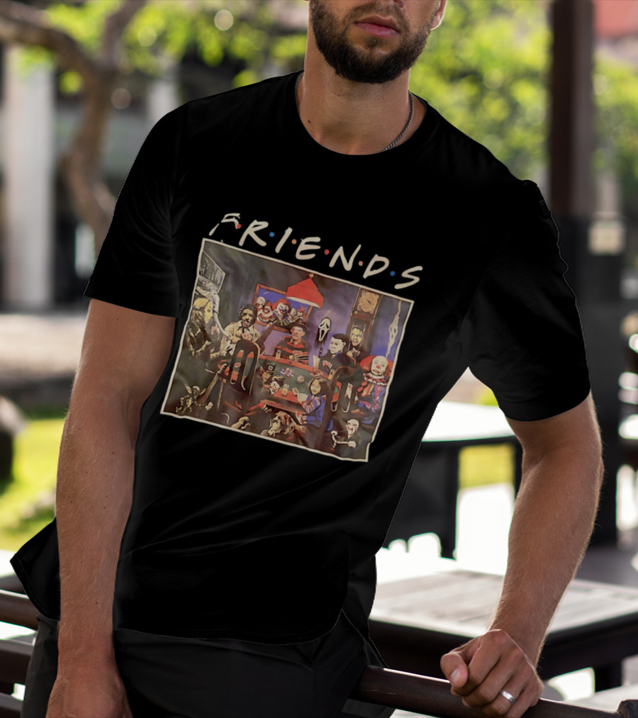 Friends Horror Movie Characters Playing Poker At Night T-Shirt