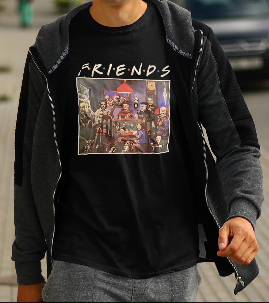 Friends Horror Movie Characters Playing Poker At Night T-Shirt