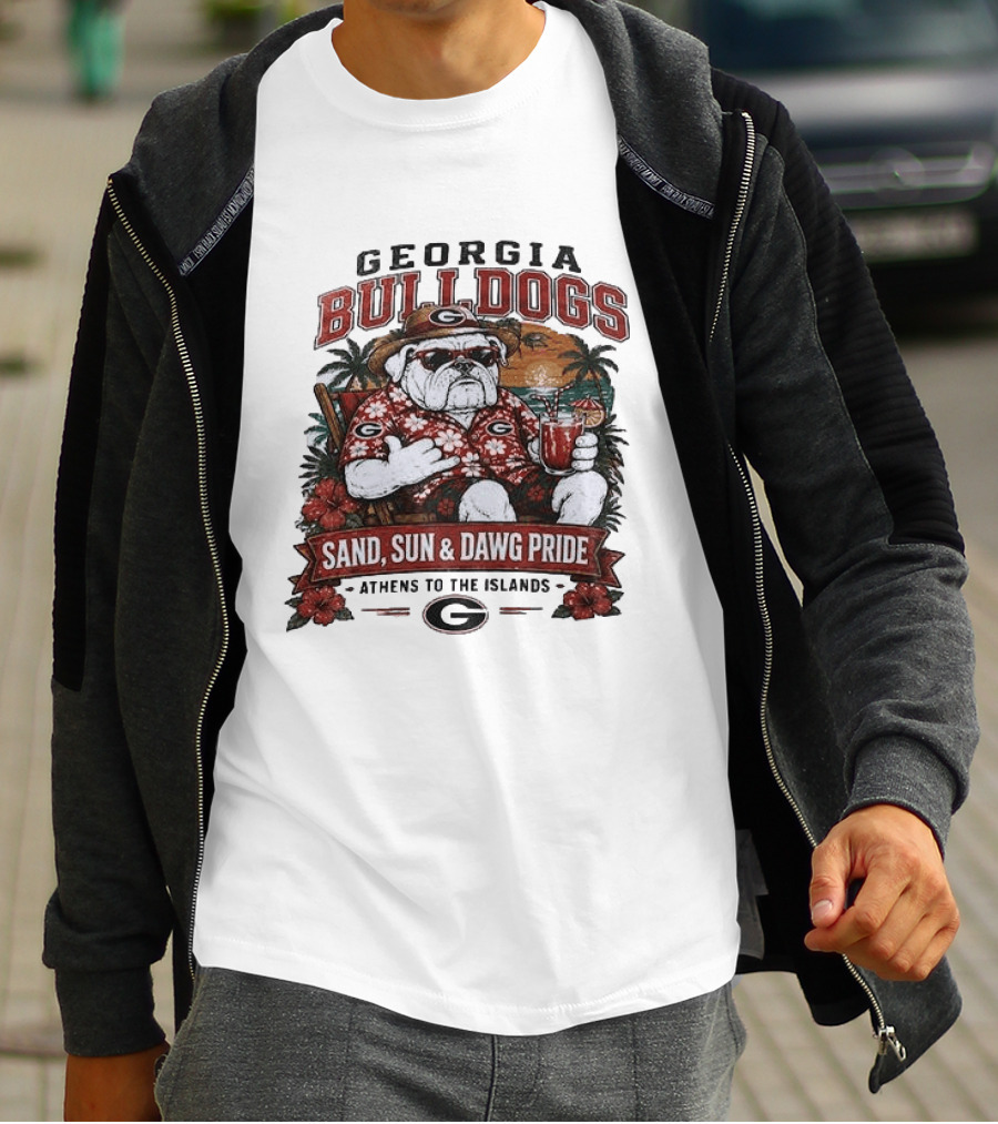 Georgia Bulldogs Sand Sun Dawg Pride Athens To The Islands Tropical Paradise T-Shirt