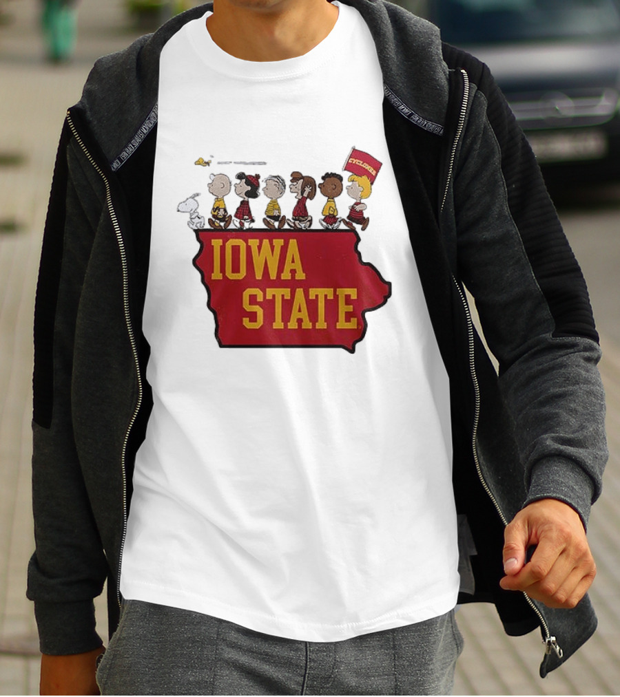 Iowa State Cyclones Peanuts Characters Marching With Snoopy And Friends T-Shirt