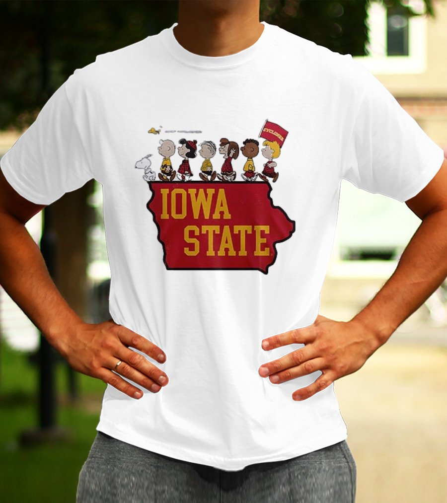 Iowa State Cyclones Peanuts Characters Marching With Snoopy And Friends T-Shirt