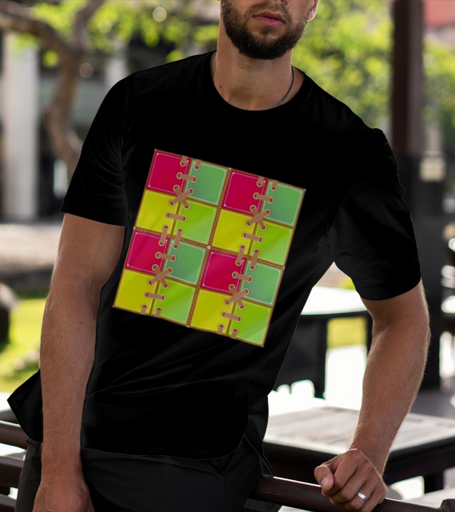Seamless Laces Cut Vibrant Quadrant Squares T-Shirt