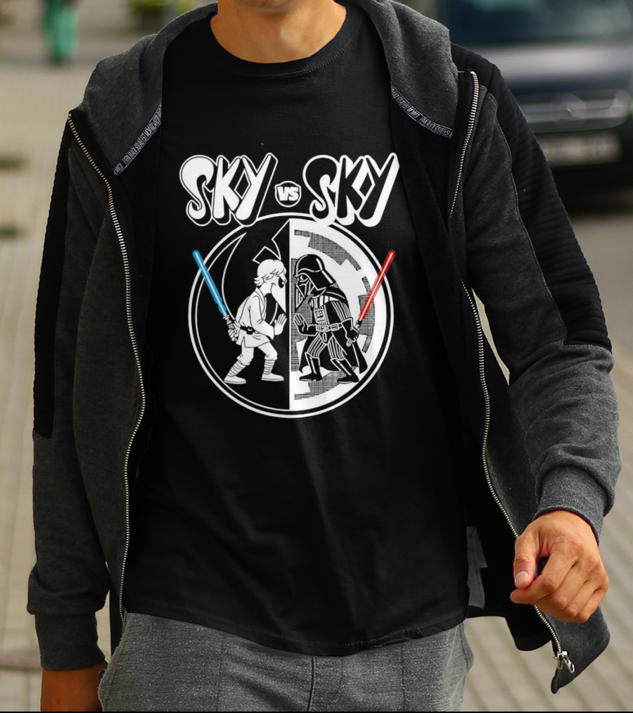Sky Vs Sky Luke Skywalker Darth Vader Lightsaber Duel T-Shirt