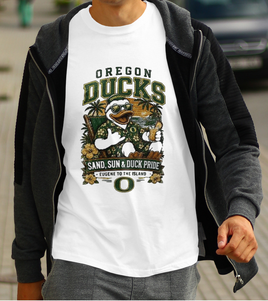 Oregon Ducks Sand Sun Duck Pride Eugene To The Island T-Shirt