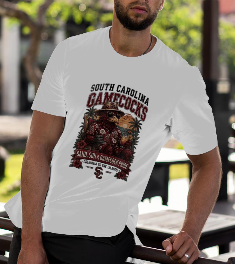 South Carolina Gamecocks Sand Sun Gamecock Pride Columbia Tropical Paradise T-Shirt