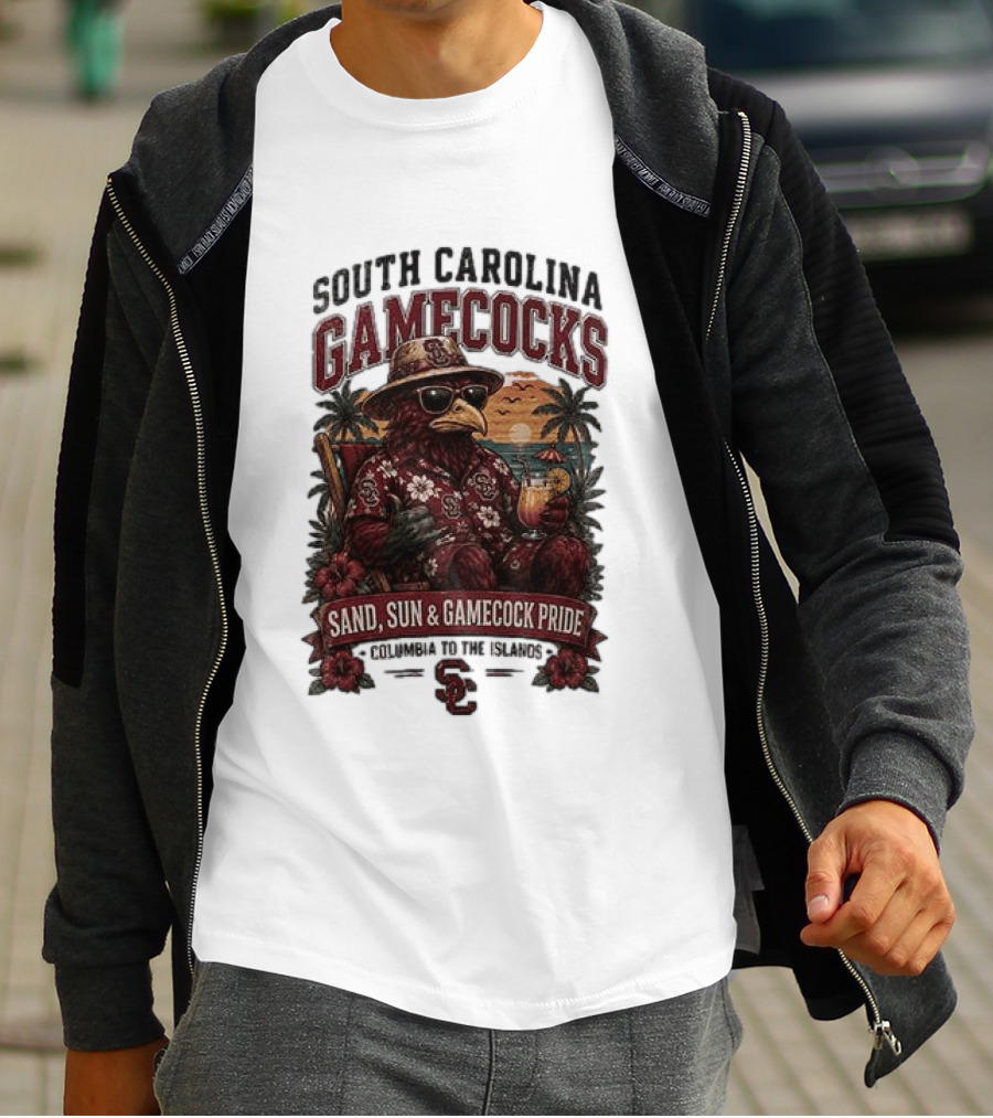 South Carolina Gamecocks Sand Sun Gamecock Pride Columbia Tropical Paradise T-Shirt