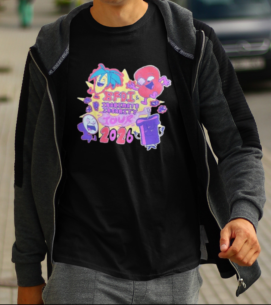 BFDI & Inanimate Insanity Tour 2026 Characters And Fun Adventure T-Shirt