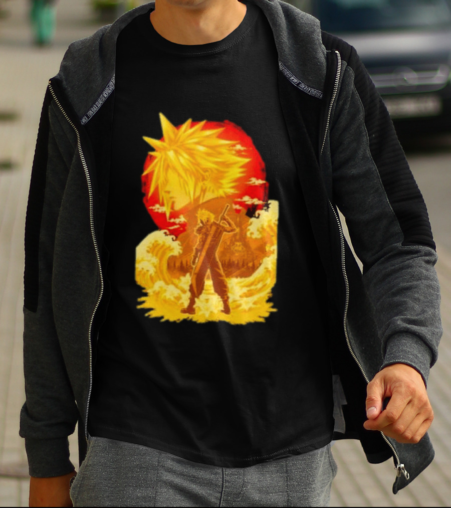Cloud Strife Final Fantasy VII Shinra Ukiyo E Wave T-Shirt