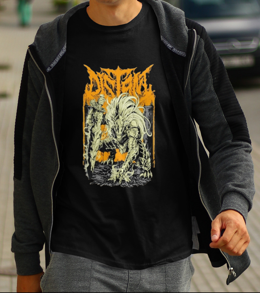 Distant Black Blade Dark Fantasy Warrior With Sword T-Shirt