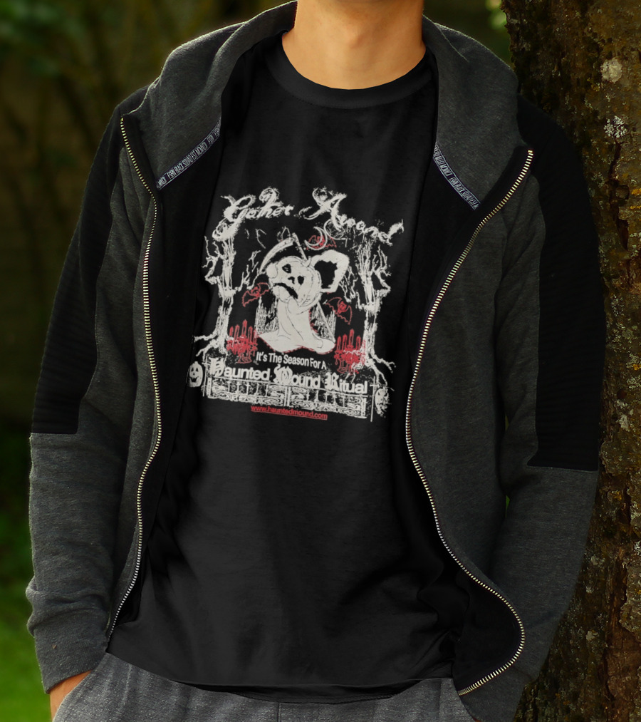 Haunted Mound Gather Around It's The Season For A Ritual Www.hauntedmound.com T-Shirt
