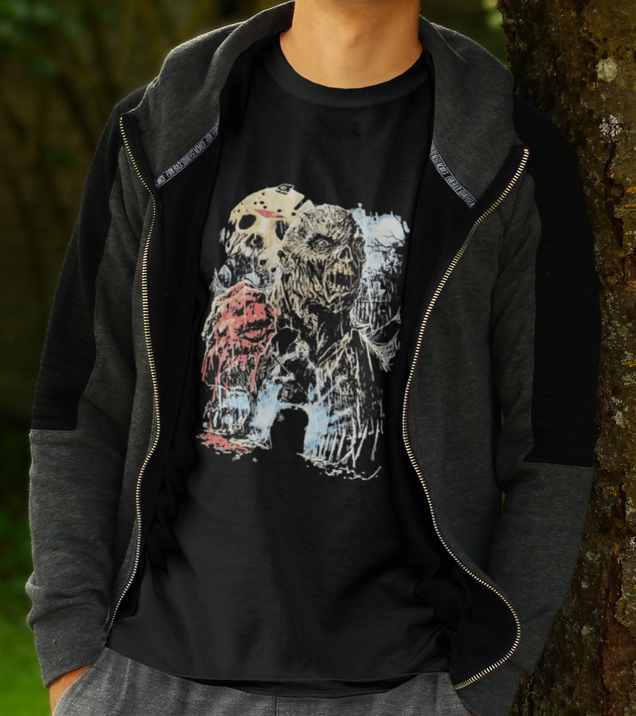Jason Voorhees Classic Mask And Horror Icons Friday The 13th T-Shirt
