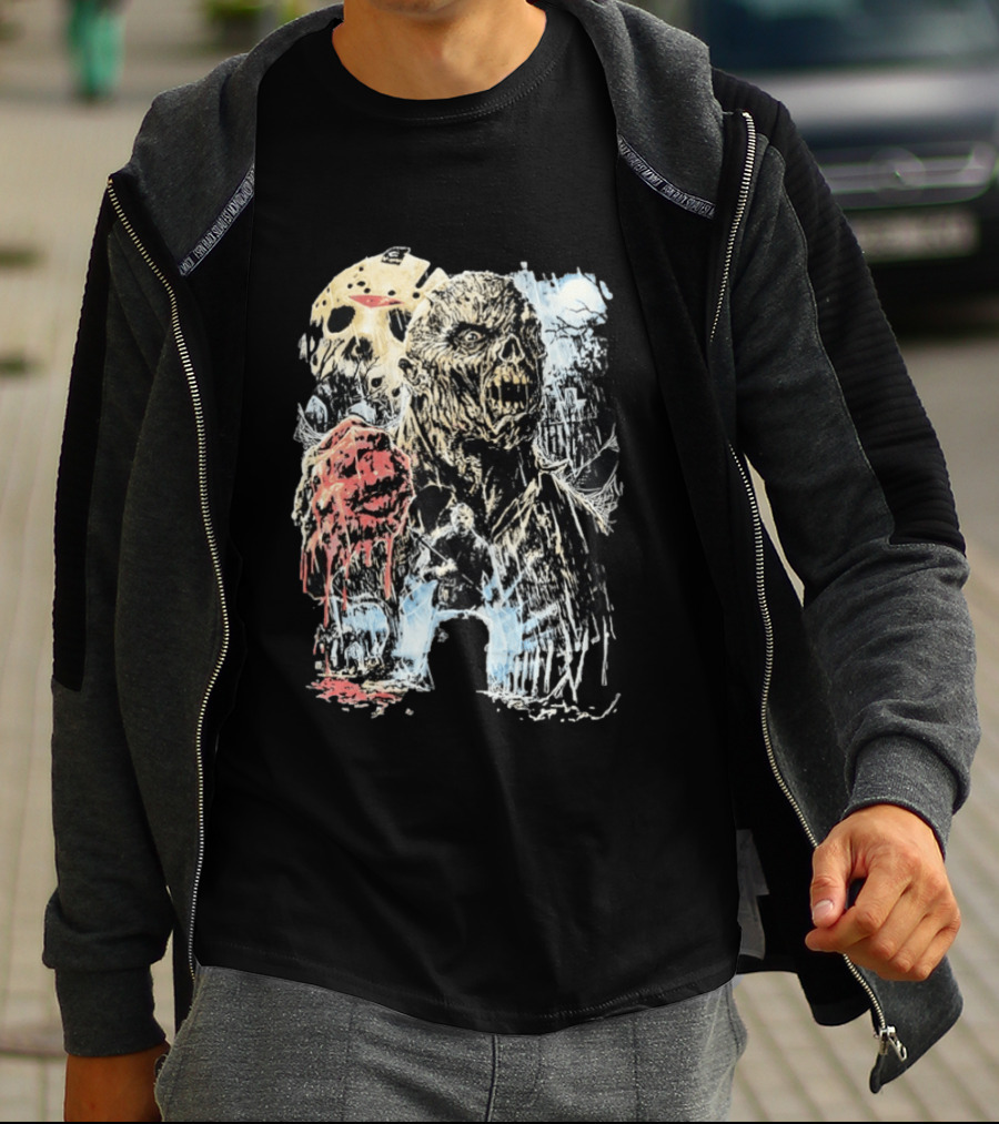 Jason Voorhees Classic Mask And Horror Icons Friday The 13th T-Shirt