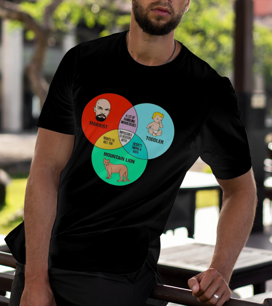Venn Diagram Humor Marxist Toddler Mountain Lion Impossible To Reason T-Shirt