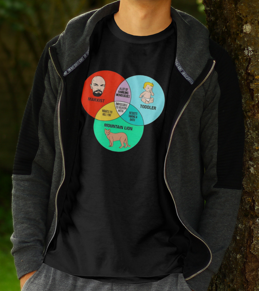 Venn Diagram Humor Marxist Toddler Mountain Lion Impossible To Reason T-Shirt
