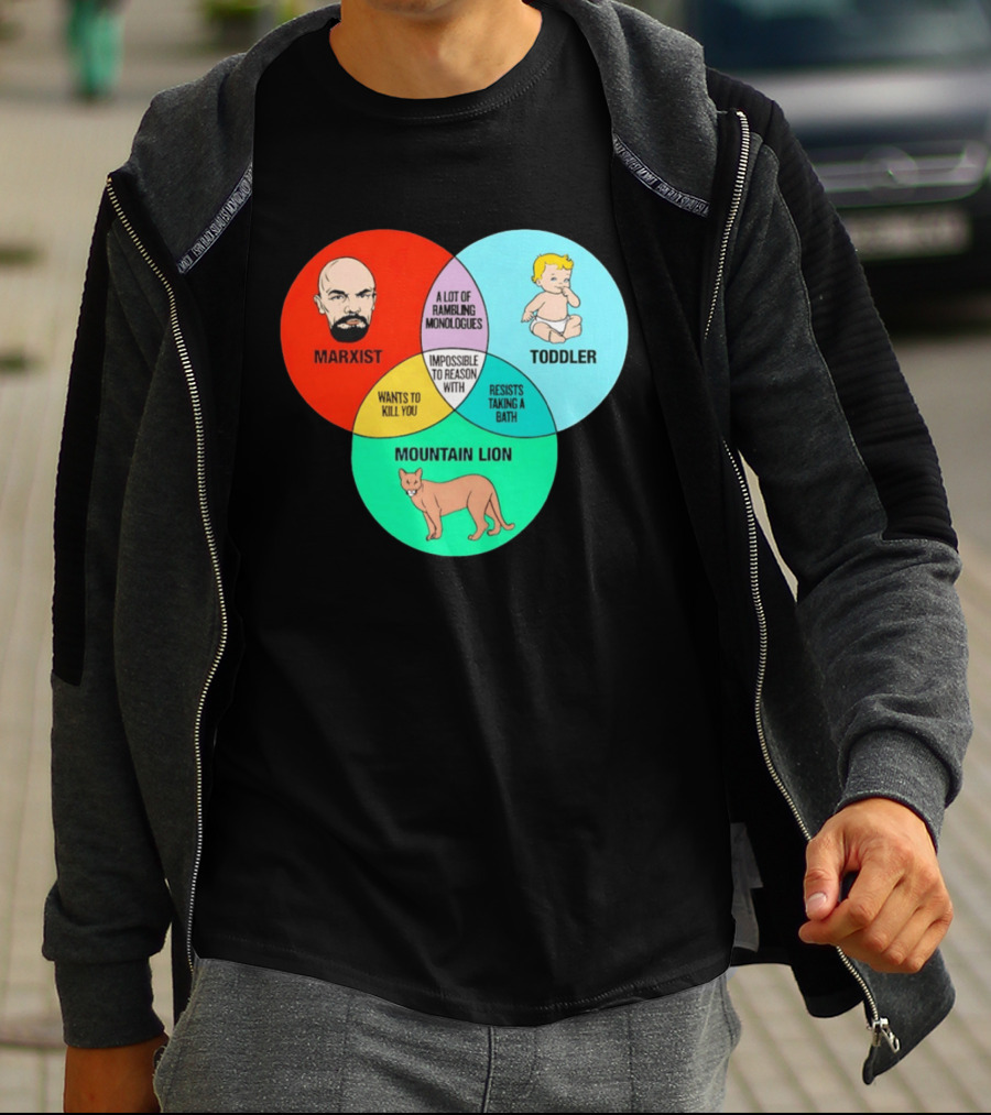 Venn Diagram Humor Marxist Toddler Mountain Lion Impossible To Reason T-Shirt