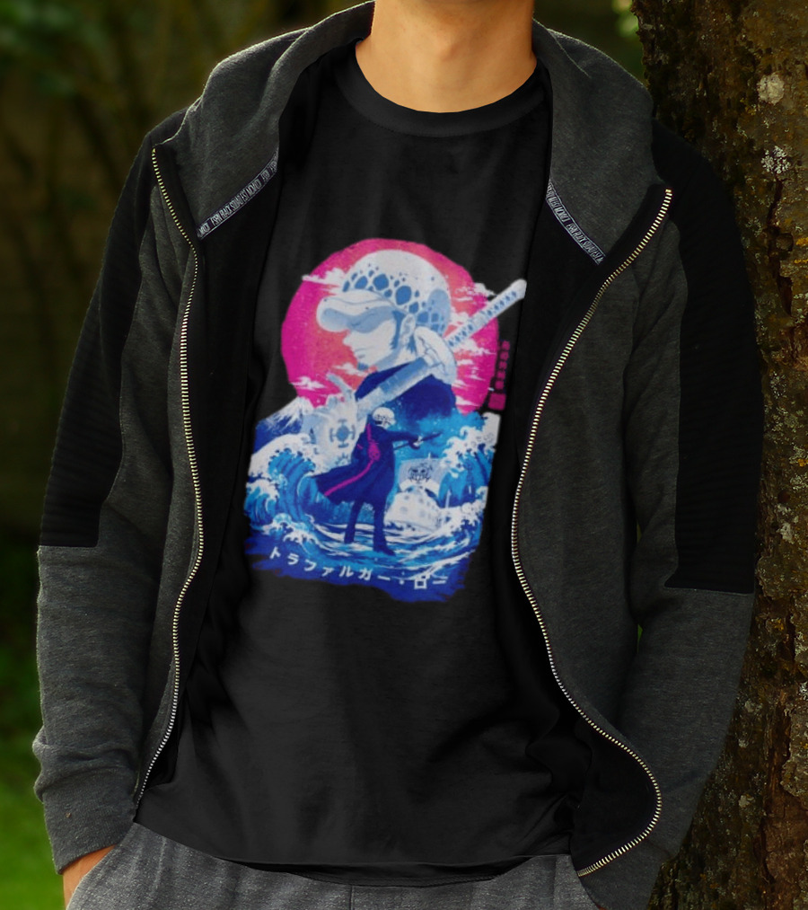 Trafalgar Law One Piece Surgeon Of Death Anime Japanese Text Scenic Waves T-Shirt