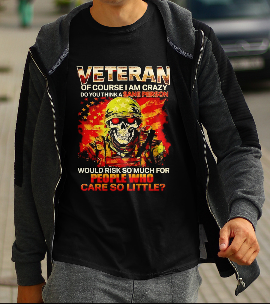 Veteran Of Course I Am Crazy Do You Think A Sane Person Skull Soldier Care So Little T-Shirt