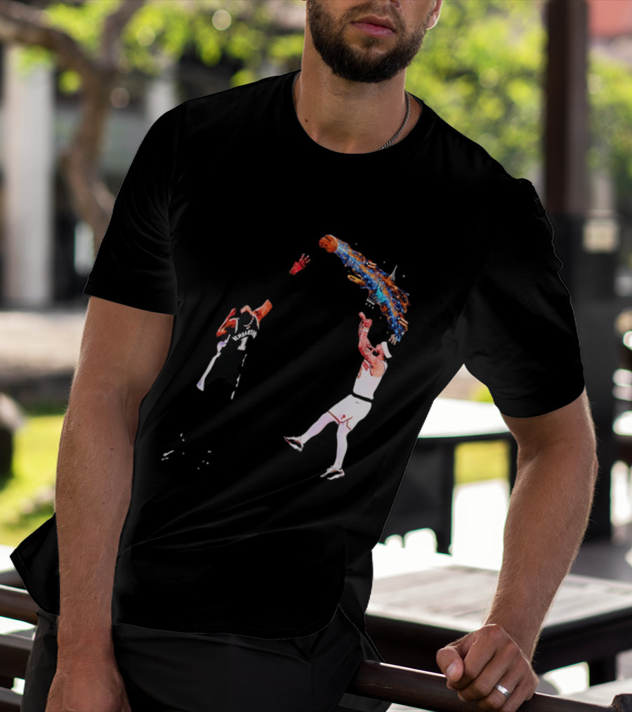 Wembanyama Vs New York Basketball Player Dynamic Showdown T-Shirt