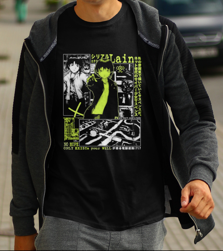 Serial Experiments Lain Cyber Anime No Body Only Exist Your Will T-Shirt